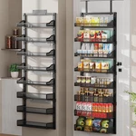 Pokipo 8-TIER Over The Door Pantry Organizer, Large Metal Tier, Black. Fixed Price $94.99.