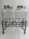 Yorkshire Glass Double Mini Dispensers With Black Metal Stand Bundle. Fixed Price $40.00.