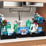3 Pack, Under Sink Organizer 2-TIER With Slide Out Lower Drawer Metal Pull .... Fixed Price $41.55.