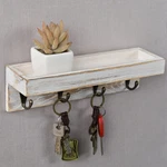Mygift Whitewashed Wood Entryway Hanging Storage Shelf With 4 Antique Key Hooks. Fixed Price $24.99.
