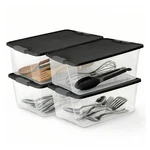 Homz 15 Qt Stackable Plastic Storage Container W/snaplock Lid, Gray (4 Pack). Fixed Price $35.99.
