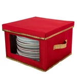 5.45 Gal. Holiday Plate Dinnerware Storage Box With 12 Felt Dividers. Fixed Price $17.29.
