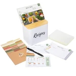 Recipe Box With Cards & Dividers 4X6 Inch White Metal Holder Wood. Fixed Price $36.92.