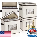Uiifan 4 Pcs Champagne Flute Storage Box With Dividers 12 Compartment Stemware. Fixed Price $84.12.