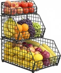 3-TIER Fruit For Kitchen Counter, Stackable Wire Baskets Wall, Potato And. Fixed Price $43.99.