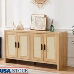 Storage Cabinet W/ Rattan Doors Adjustable Shelves Kitchen Buffet Furniture New. Fixed Price $240.62.
