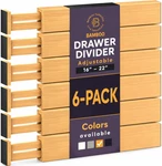 6-PACK Drawer Dividers 2.6 Inches High, Adjustable 16 To 22 Bamboo. Fixed Price $52.97.