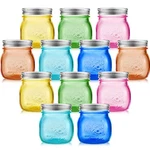 Tessco 12 Pcs 8 Oz Colored Mason Jars With Lids Glass Blue,green,orange,pink. Fixed Price $44.19.