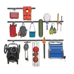 Rubbermaid 20-PIECE Fasttrack Garage Wall-mounted Rails, 15 Hooks, Black. Fixed Price $184.18.