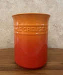 Le Creuset Flame Stoneware 1L Kitchen Utensil Crock Holder Orange Ombre 6". Fixed Price $40.00.