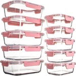 Umeied 10 Pack Glass Food Storage Containers With Lids Leakproof, Pink. Fixed Price $57.11.