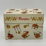 Vtg Ohio Art Copper Kitchen Ware Utensils Tin Box With Recipes. Fixed Price $16.99.