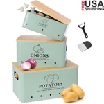 Vegetable Storage Set Potato Onion Garlic Organizer Containers W/ Bamboo Lid New. Fixed Price $65.99.