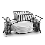 Sorbus Utensil Buffet Picnic Caddy Use For Napkin, Cutlery, Plate Holder (black). Fixed Price $23.99.
