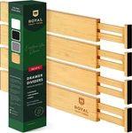 Expandable Bamboo Kitchen Drawer Dividers Organizers Adjustable Set Of 4, 17-22". Fixed Price $31.95.