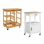 Rolling Kitchen Island Wood Cart On Swivel Wheels With Storage Shelf. Fixed Price $75.58.