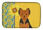 Carolines Treasures Sunflower Black Tan Puppy Cut Yorkshire Terrier Dish Dry Mat. Fixed Price $22.99.