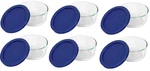 Glass Bowl Cup Pyrex Dark Blue Lid 6 Pack Made Usa 7200-PC. Fixed Price $59.99.