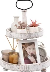Farmhouse Two Tiered Wooden Tray Stand 2 Round Decorative With.... Fixed Price $37.19.