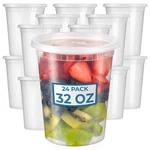 Fit Meal Prep 24 Pack 32 Deli Containers With Lids, Us Made Oz, Clear. Fixed Price $33.99.