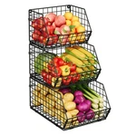 X-cosrack 3-TIER Stackable Wire Baskets For Pantry Organization And Storage, .... Fixed Price $49.03.