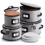 Dish Storage Containers 4 Piece Hard Shell Stackable Grey Vc-hh-hds Fine China. Fixed Price $51.99.