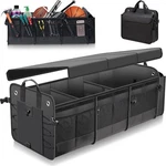 Mojioo Large Trunk Organizer With Removable Cooler Three Compartment, Black. Fixed Price $73.69.