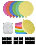 Teresry 12 Pack Silicone Oui Yogurt Jar Lids With Labels, Multicolor. Fixed Price $12.81.