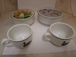 Villeroy Boch Naif Design Depuis 1748 2-3 1/2"CUPS W/a 5"& 6" Lidded Bowls. Fixed Price $40.00.