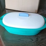 Tupperware Microwave Cooker 3185C-3 Teal White Plastic 1/4 Cups 1.7L. Fixed Price $14.99.