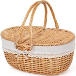 Happypicnic Wicker Basket With Handle, 15" Empty Large, Solid. Fixed Price $53.87.