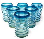 Dos Sue Hand Blown Mexican Drinking Glasses Set Of 6 Wit. Fixed Price $74.41.