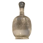 Antique Fostoria Crystal Cloverleaf Needle Etch Open Water Bottle Decanter Jug. Fixed Price $35.00.