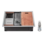 Vevor 23X19 Kitchen Sink Workstation 304 Stainless Steel Single Bowl. Fixed Price $129.99.