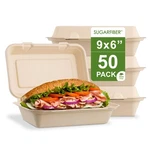 50 Count Harvest Pack Pfas Free 9 X 6" Compostable Clamshell Take Out Food C.... Fixed Price $32.79.