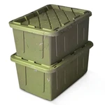 Homz Durabilt 27 Gal Storage Tote With Lid, Green Camo (2 Pack) (open Box). Fixed Price $69.17.