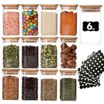 6OZ Glass Spice Jars With Bamboo Lid And Label, 12 Pack Square Containe.... Fixed Price $30.75.