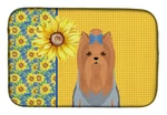 Carolines Treasures Sunflowers Blue Tan Full Coat Yorkshire Terrier Dish Dry Mat. Fixed Price $22.99.