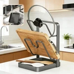 Kitchen Pot Lid Storage Rack, Holder With Tray, While Cook.... Fixed Price $34.89.