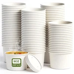 Qiu Ren 8OZ Paper Soup Container Cup Vented Lids Disposable Kraft Food Bowl 1. Fixed Price $62.40.