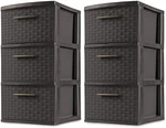 Sterilite 3 Drawer Weave Decorative Storage Tower, Espresso (2 Pack). Fixed Price $188.46.