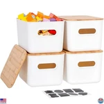 Citylife 4 Pcs Storage Bins With Bamboo Lids Plastic Containers For. Fixed Price $59.45.