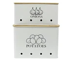 Canister Set Potatoes Onions Storage Containers White 2 Pack Gdfjiy. Fixed Price $58.32.