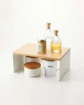 Yamazaki Home Tosca Wood-top Stackable Shelf Organizer Steel + / Large. Fixed Price $32.20.