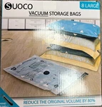 Suoco Vacuum Storage Bags (8 Jumbo), Space Saver For Jumbo, Clear New In Box. Fixed Price $18.99.
