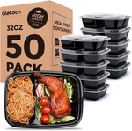 50-PK 32OZ Meal Prep Container Plastic Take Out To Go Boxes 2-COMPARTMENT Lids. Fixed Price $31.99.
