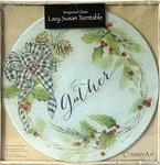 Counter Art 13" Lazy Susan Turntable Tempered Glass Gather Holiday Gingham New. Fixed Price $29.99.