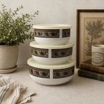 Mikasa Arabella AZ008 Nesting Bowls Lids Set 3 Vintage Floral Storage. Fixed Price $28.00.