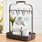 Farmhouse Coffee Mug Rack Holder With Tray Organizer Hooks Storage Kitchen Decor. Fixed Price $26.98.