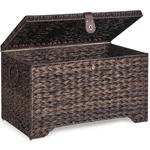 Honjourai Handwoven Storage Basket With Lid, 165L-FLAT Brown Pe Rattan. Fixed Price $113.58.